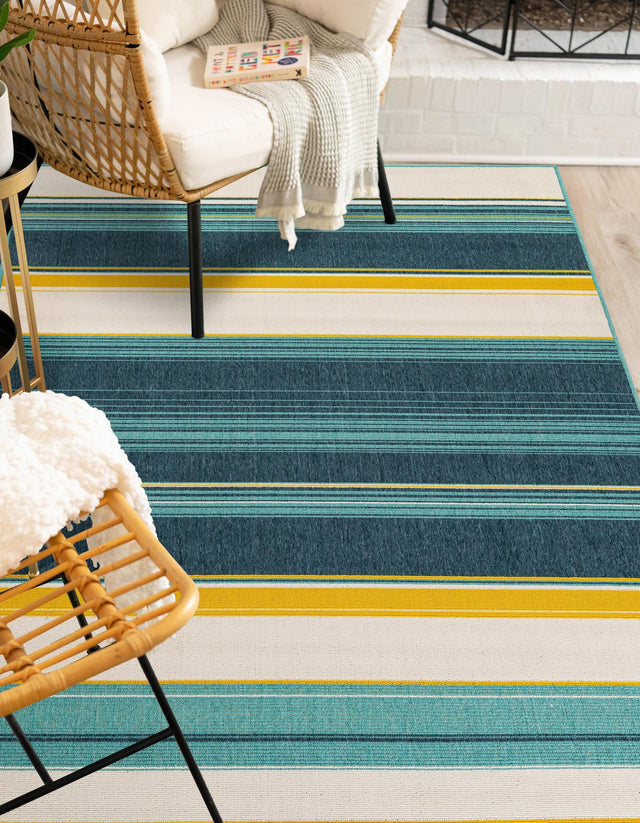 Multicolor 7' 10 x 10' Outdoor Border Rectangle Area Rug Weather Resistant for Patio, Deck, Terrace, Balcony, Porch 100% Polypropylene Classic Bordered Carpet for Sale at Rug Engine