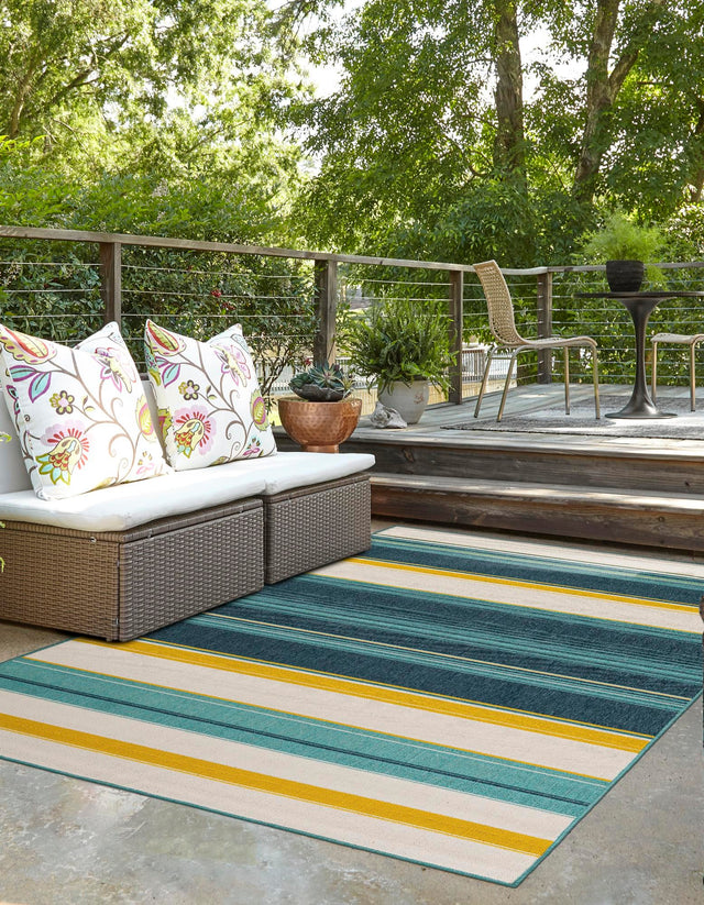 Multicolor 7' 10 x 10' Outdoor Border Rectangle Area Rug Weather Resistant for Patio, Deck, Terrace, Balcony, Porch 100% Polypropylene Classic Bordered Carpet for Sale at Rug Engine