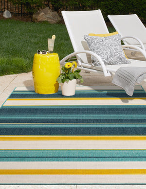 Multicolor 7' 10 x 10' Outdoor Border Rectangle Area Rug Weather Resistant for Patio, Deck, Terrace, Balcony, Porch 100% Polypropylene Classic Bordered Carpet for Sale at Rug Engine