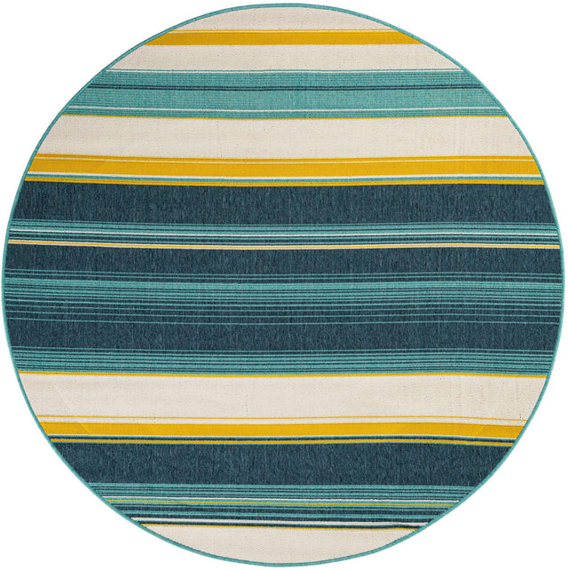 Multicolor 6' 1 x 6' 1 Outdoor Border Round Area Rug Weather Resistant for Patio, Deck, Terrace, Balcony, Porch 100% Polypropylene Classic Bordered Carpet for Sale at Rug Engine
