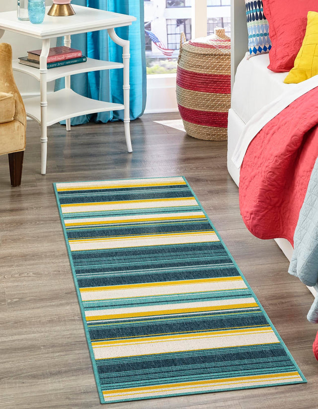 Multicolor 2' x 8' Outdoor Border Runner Area Rug Weather Resistant for Patio, Deck, Terrace, Balcony, Porch 100% Polypropylene Classic Bordered Carpet for Sale at Rug Engine