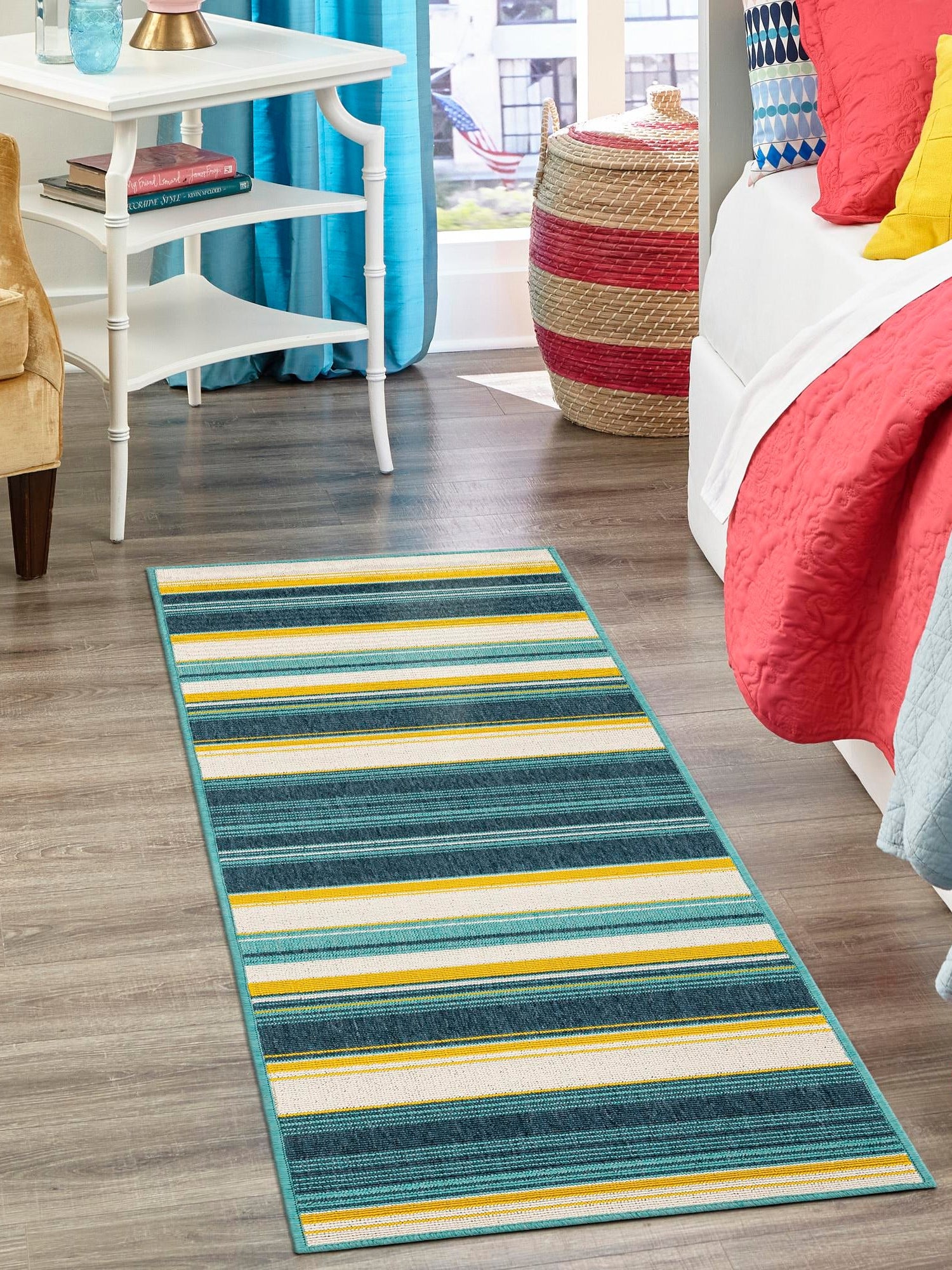 Multicolor 2' x 6' 1 Outdoor Border Runner Area Rug Weather Resistant for Patio, Deck, Terrace, Balcony, Porch 100% Polypropylene Classic Bordered Carpet for Sale at Rug Engine