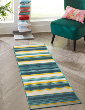 Multicolor 2' 7 x 10' Outdoor Border Runner Area Rug Weather Resistant for Patio, Deck, Terrace, Balcony, Porch 100% Polypropylene Classic Bordered Carpet for Sale at Rug Engine