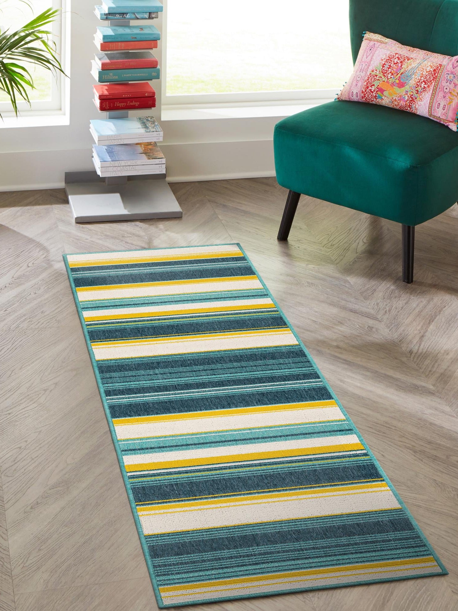 Multicolor 2' x 8' Outdoor Border Runner Area Rug Weather Resistant for Patio, Deck, Terrace, Balcony, Porch 100% Polypropylene Classic Bordered Carpet for Sale at Rug Engine