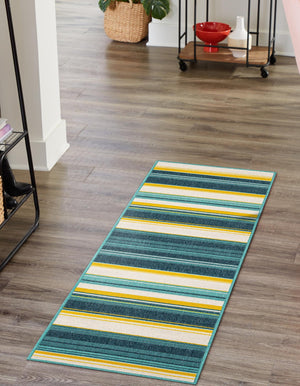 Multicolor 2' 7 x 12' Outdoor Border Runner Area Rug Weather Resistant for Patio, Deck, Terrace, Balcony, Porch 100% Polypropylene Classic Bordered Carpet for Sale at Rug Engine