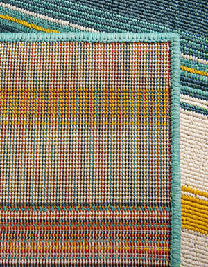 Multicolor 2' 7 x 12' Outdoor Border Runner Area Rug Weather Resistant for Patio, Deck, Terrace, Balcony, Porch 100% Polypropylene Classic Bordered Carpet for Sale at Rug Engine
