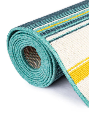 Multicolor 2' 7 x 12' Outdoor Border Runner Area Rug Weather Resistant for Patio, Deck, Terrace, Balcony, Porch 100% Polypropylene Classic Bordered Carpet for Sale at Rug Engine