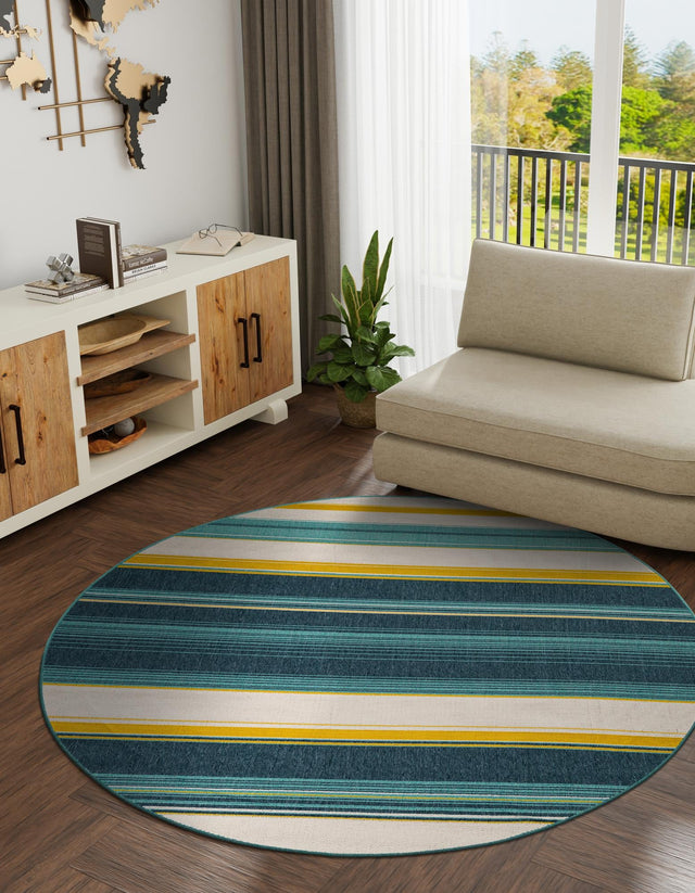 Multicolor 3' 1 x 3' 1 Outdoor Border Round Area Rug Weather Resistant for Patio, Deck, Terrace, Balcony, Porch 100% Polypropylene Classic Bordered Carpet for Sale at Rug Engine