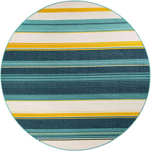 Multicolor 7' 10 x 7' 10 Outdoor Border Round Area Rug Weather Resistant for Patio, Deck, Terrace, Balcony, Porch 100% Polypropylene Classic Bordered Carpet for Sale at Rug Engine