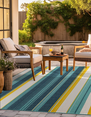 Multicolor 7' 10 x 7' 10 Outdoor Border Square Area Rug Weather Resistant for Patio, Deck, Terrace, Balcony, Porch 100% Polypropylene Classic Bordered Carpet for Sale at Rug Engine