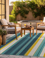 Multicolor 7' 10 x 7' 10 Outdoor Border Square Area Rug Weather Resistant for Patio, Deck, Terrace, Balcony, Porch 100% Polypropylene Classic Bordered Carpet for Sale at Rug Engine