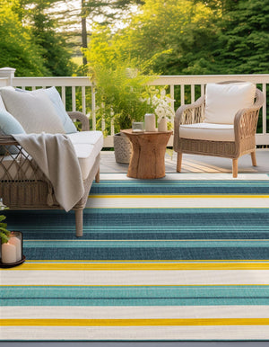 Multicolor 7' 10 x 7' 10 Outdoor Border Square Area Rug Weather Resistant for Patio, Deck, Terrace, Balcony, Porch 100% Polypropylene Classic Bordered Carpet for Sale at Rug Engine