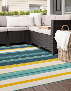 Multicolor 7' 10 x 7' 10 Outdoor Border Square Area Rug Weather Resistant for Patio, Deck, Terrace, Balcony, Porch 100% Polypropylene Classic Bordered Carpet for Sale at Rug Engine