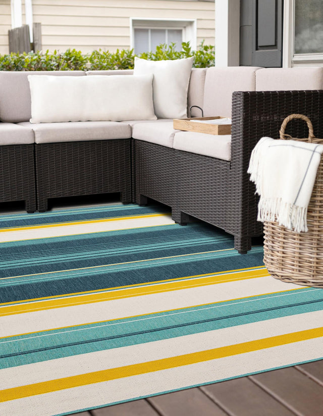 Multicolor 7' 10 x 7' 10 Outdoor Border Square Area Rug Weather Resistant for Patio, Deck, Terrace, Balcony, Porch 100% Polypropylene Classic Bordered Carpet for Sale at Rug Engine