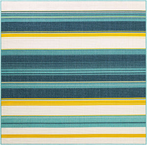 Multicolor 7' 10 x 7' 10 Outdoor Border Square Area Rug Weather Resistant for Patio, Deck, Terrace, Balcony, Porch 100% Polypropylene Classic Bordered Carpet for Sale at Rug Engine