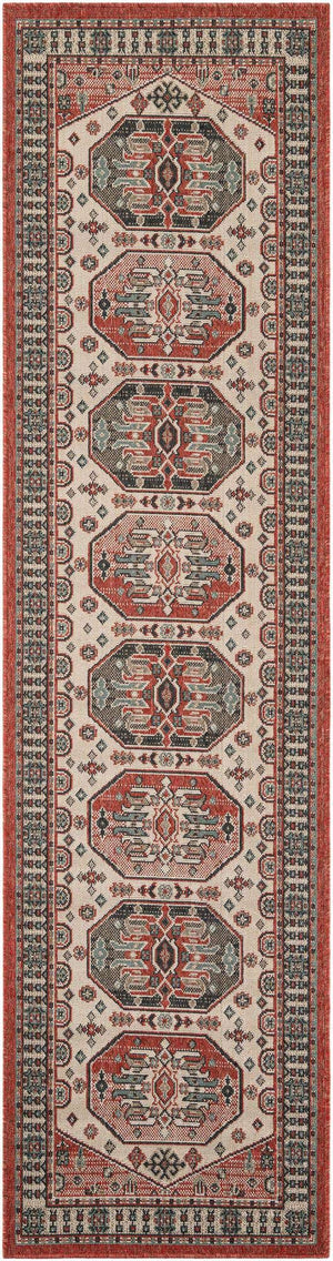 Multicolor 2' 7 x 10' Outdoor Traditional Runner Area Rug Weather Resistant for Patio, Deck, Terrace, Balcony, Porch Classical Design Outside Carpet for Sale at Rug Engine