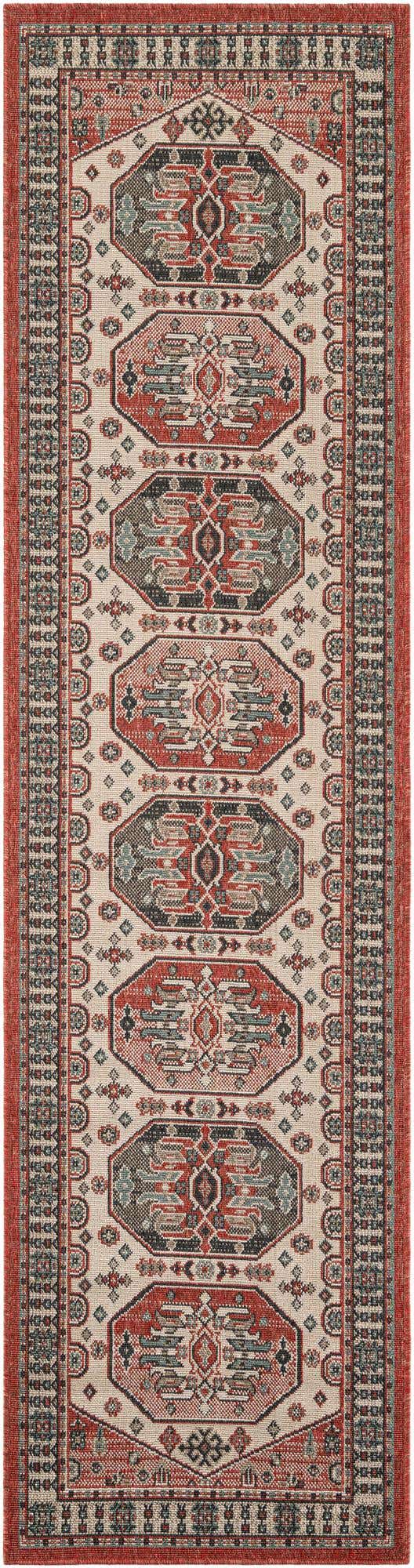 Multicolor 2' 7 x 10' Outdoor Traditional Runner Area Rug Weather Resistant for Patio, Deck, Terrace, Balcony, Porch Classical Design Outside Carpet for Sale at Rug Engine