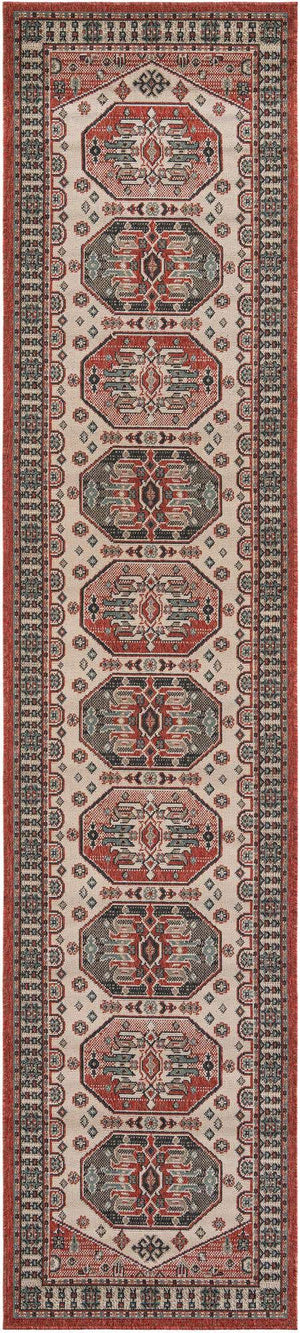 Multicolor 2' 7 x 12' Outdoor Traditional Runner Area Rug Weather Resistant for Patio, Deck, Terrace, Balcony, Porch Classical Design Outside Carpet for Sale at Rug Engine