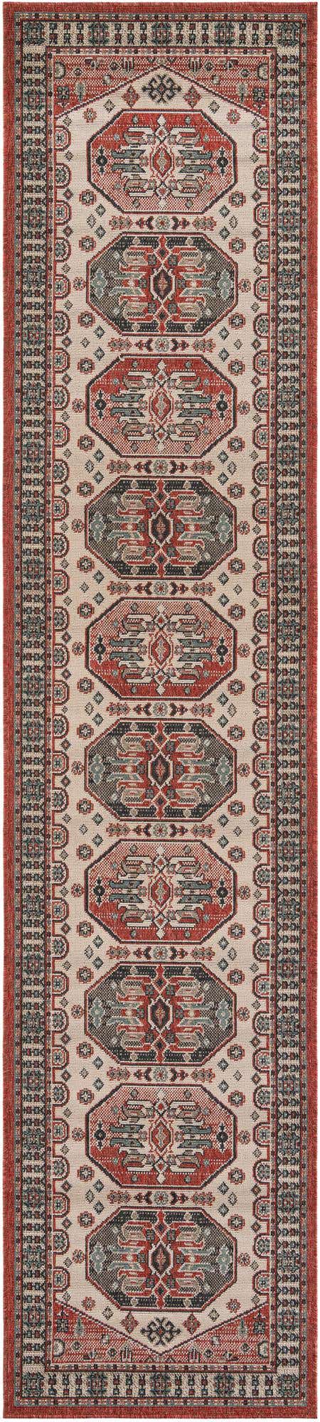 Multicolor 2' 7 x 12' Outdoor Traditional Runner Area Rug Weather Resistant for Patio, Deck, Terrace, Balcony, Porch Classical Design Outside Carpet for Sale at Rug Engine