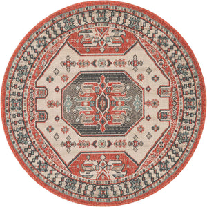 Multicolor 3' 1 x 3' 1 Outdoor Traditional Round Area Rug Weather Resistant for Patio, Deck, Terrace, Balcony, Porch Classical Design Outside Carpet for Sale at Rug Engine