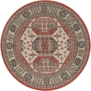 Multicolor 5' 1 x 5' 1 Outdoor Traditional Round Area Rug Weather Resistant for Patio, Deck, Terrace, Balcony, Porch Classical Design Outside Carpet for Sale at Rug Engine