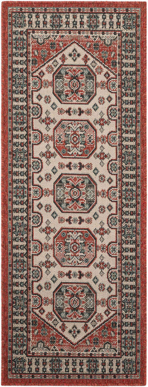 Multicolor 2' x 5' 1 Outdoor Traditional Runner Area Rug Weather Resistant for Patio, Deck, Terrace, Balcony, Porch Classical Design Outside Carpet for Sale at Rug Engine