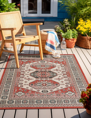 Multicolor 2' x 3' 1 Outdoor Traditional Rectangle Area Rug Weather Resistant for Patio, Deck, Terrace, Balcony, Porch Classical Design Outside Carpet for Sale at Rug Engine