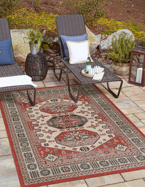 Multicolor 10' x 14' 1 Outdoor Traditional Rectangle Area Rug Weather Resistant for Patio, Deck, Terrace, Balcony, Porch Classical Design Outside Carpet for Sale at Rug Engine