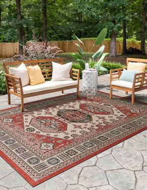 Multicolor 4' 1 x 6' 1 Outdoor Traditional Rectangle Area Rug Weather Resistant for Patio, Deck, Terrace, Balcony, Porch Classical Design Outside Carpet for Sale at Rug Engine