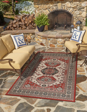 Multicolor 9' x 12' Outdoor Traditional Rectangle Area Rug Weather Resistant for Patio, Deck, Terrace, Balcony, Porch Classical Design Outside Carpet for Sale at Rug Engine