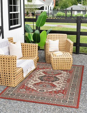 Multicolor 9' x 12' Outdoor Traditional Rectangle Area Rug Weather Resistant for Patio, Deck, Terrace, Balcony, Porch Classical Design Outside Carpet for Sale at Rug Engine