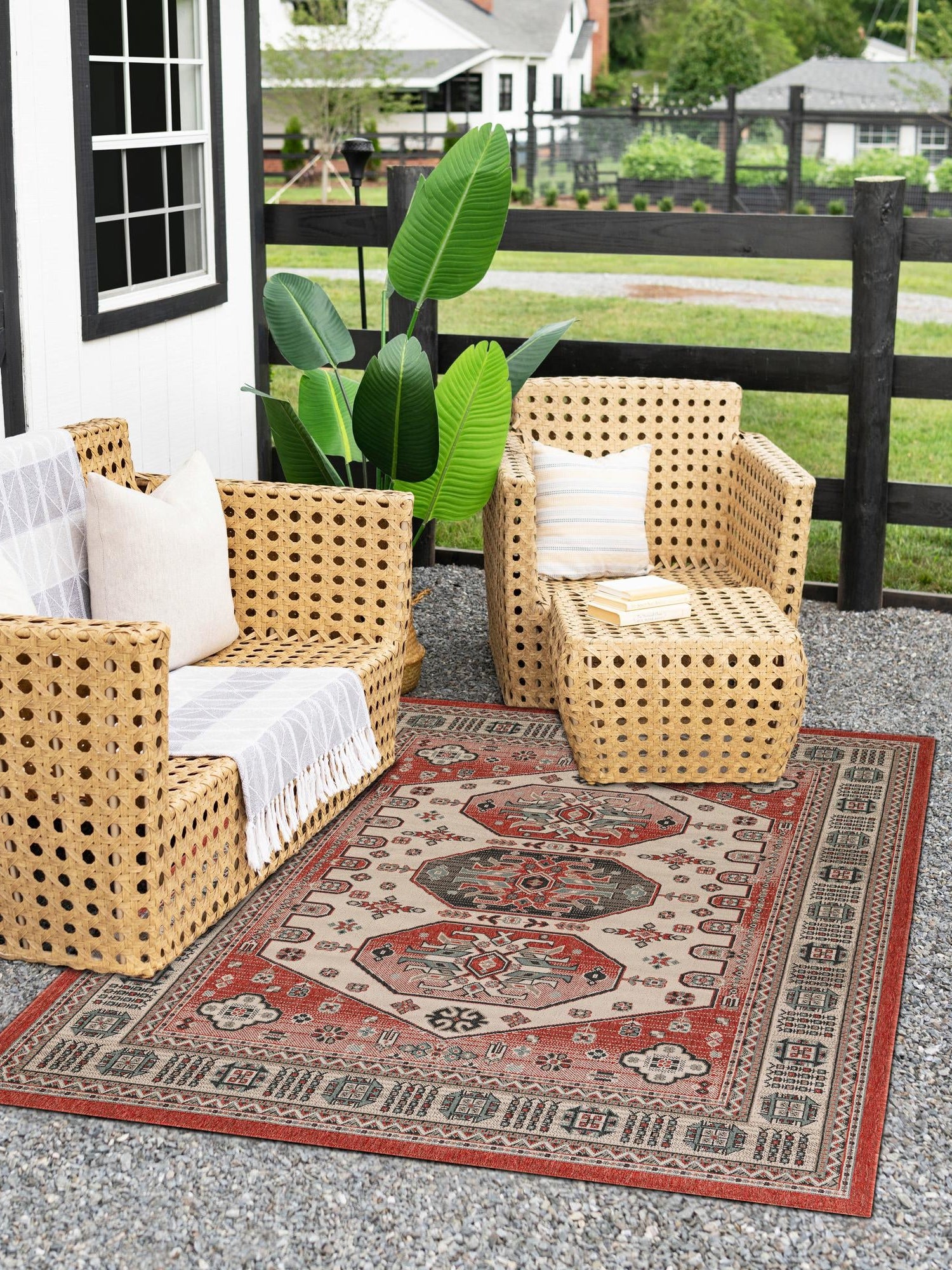 Multicolor 2' x 3' 1 Outdoor Traditional Rectangle Area Rug Weather Resistant for Patio, Deck, Terrace, Balcony, Porch Classical Design Outside Carpet for Sale at Rug Engine