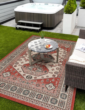 Multicolor 9' x 12' Outdoor Traditional Rectangle Area Rug Weather Resistant for Patio, Deck, Terrace, Balcony, Porch Classical Design Outside Carpet for Sale at Rug Engine