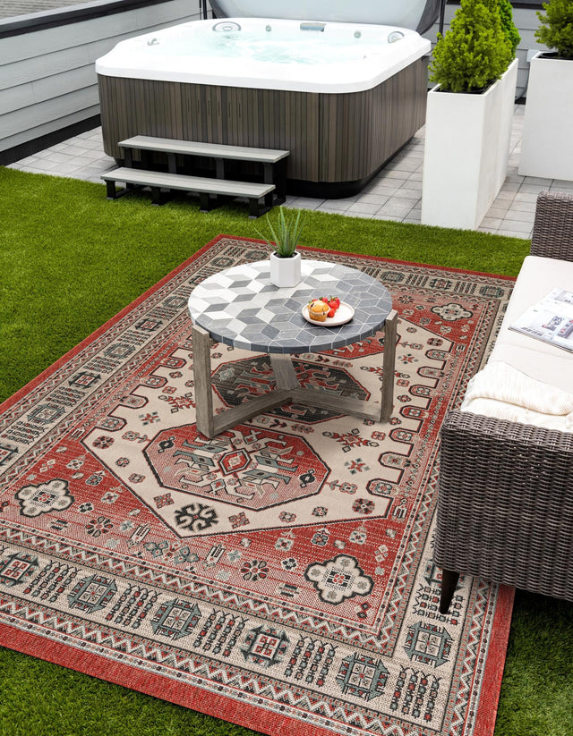 Multicolor 10' x 14' 1 Outdoor Traditional Rectangle Area Rug Weather Resistant for Patio, Deck, Terrace, Balcony, Porch Classical Design Outside Carpet for Sale at Rug Engine