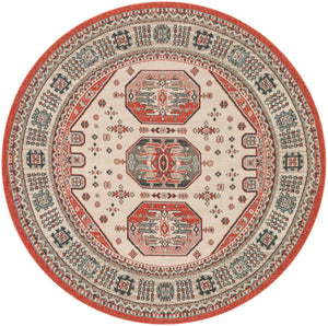 Multicolor 6' 1 x 6' 1 Outdoor Traditional Round Area Rug Weather Resistant for Patio, Deck, Terrace, Balcony, Porch Classical Design Outside Carpet for Sale at Rug Engine