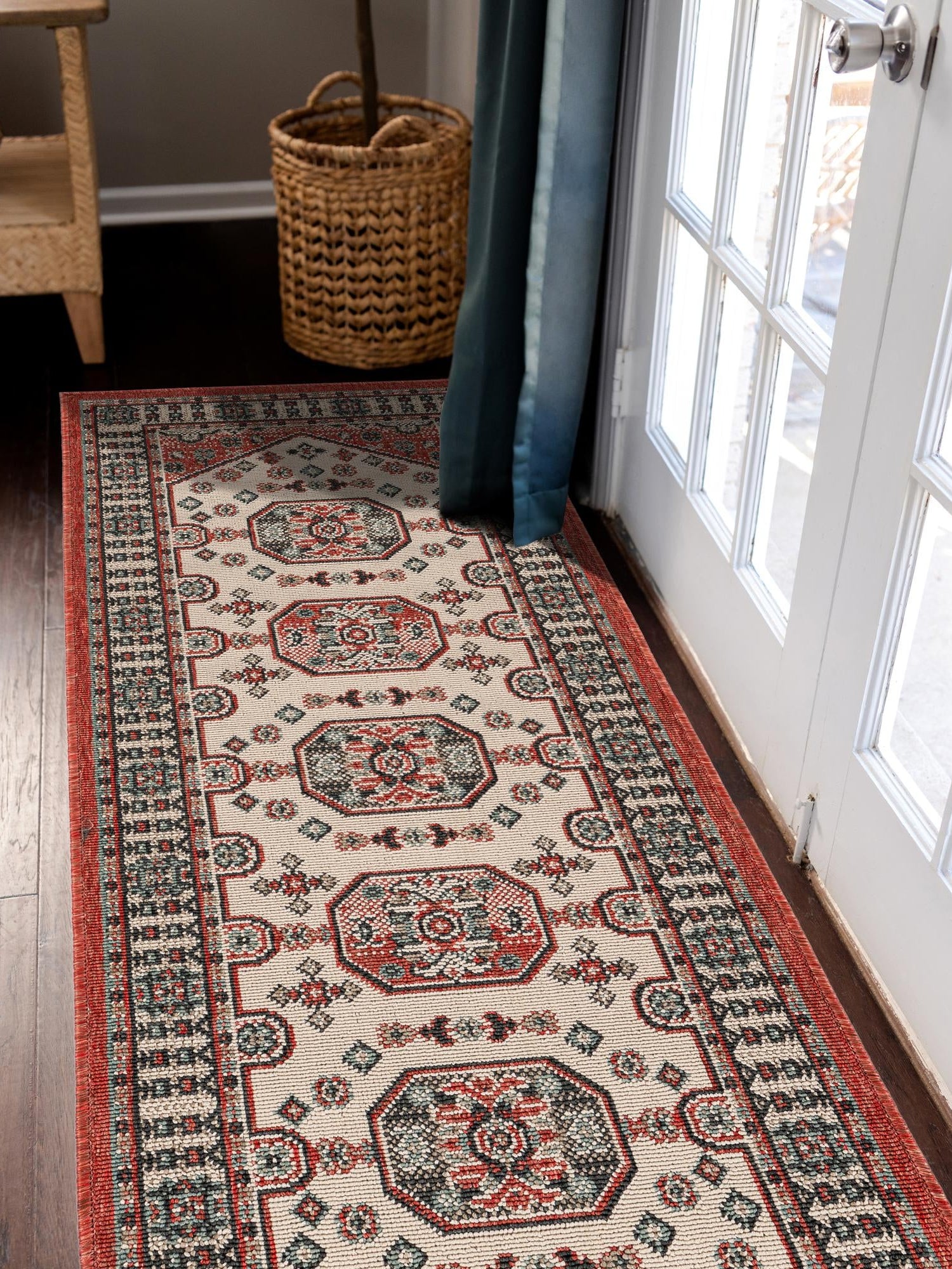 Multicolor 2' x 8' Outdoor Traditional Runner Area Rug Weather Resistant for Patio, Deck, Terrace, Balcony, Porch Classical Design Outside Carpet for Sale at Rug Engine