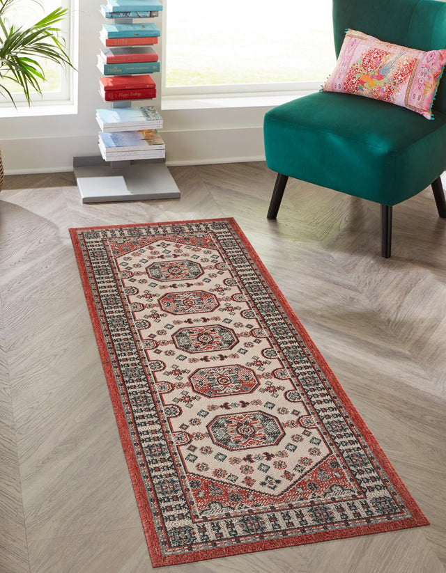 Multicolor 2' 7 x 12' Outdoor Traditional Runner Area Rug Weather Resistant for Patio, Deck, Terrace, Balcony, Porch Classical Design Outside Carpet for Sale at Rug Engine