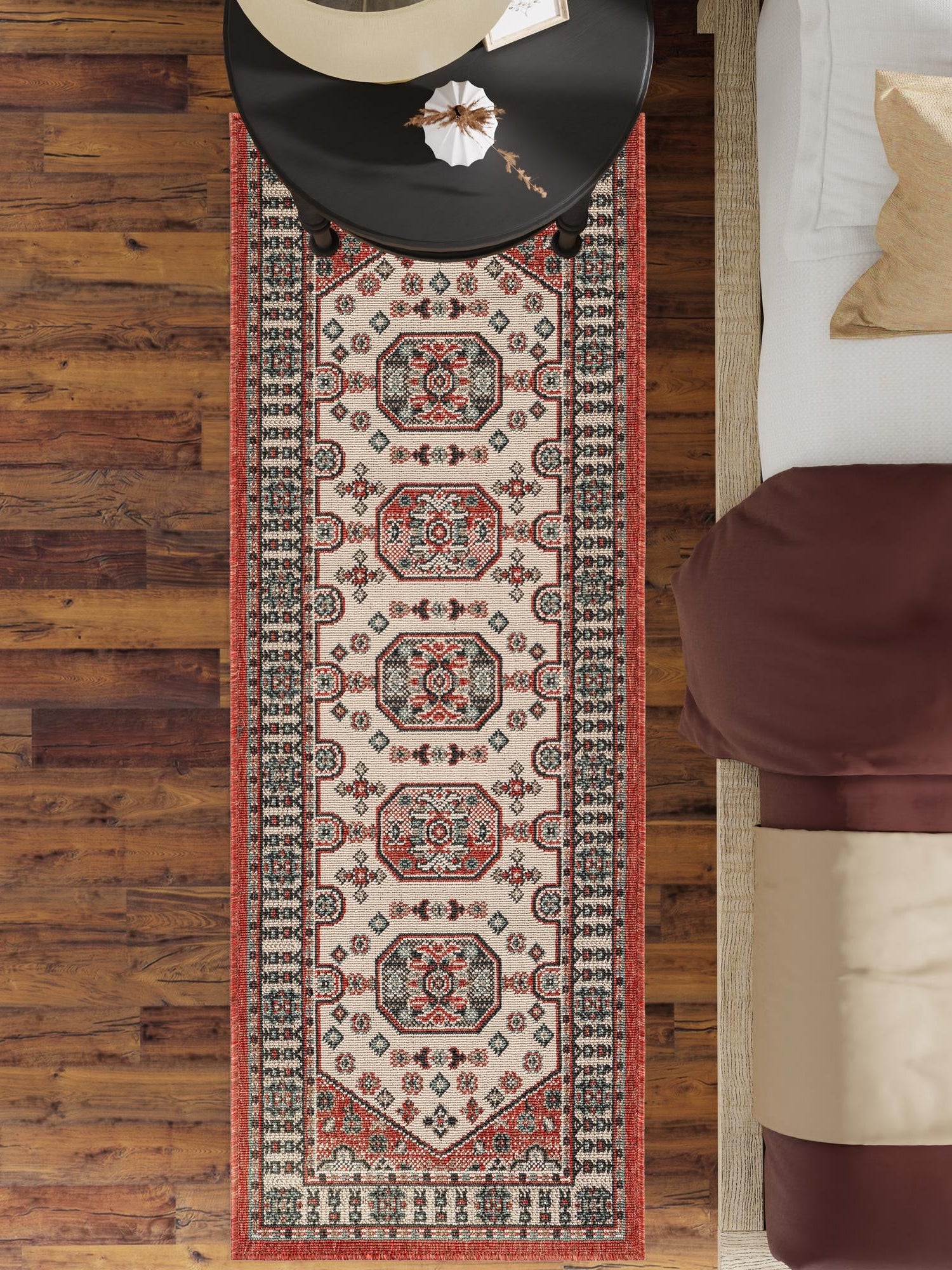 Multicolor 2' x 5' 1 Outdoor Traditional Runner Area Rug Weather Resistant for Patio, Deck, Terrace, Balcony, Porch Classical Design Outside Carpet for Sale at Rug Engine