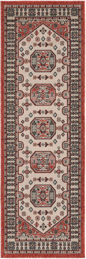 Multicolor 2' x 6' 1 Outdoor Traditional Runner Area Rug Weather Resistant for Patio, Deck, Terrace, Balcony, Porch Classical Design Outside Carpet for Sale at Rug Engine