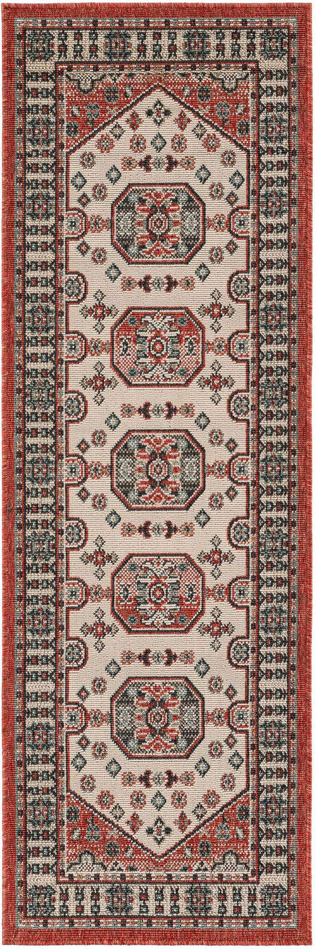 Multicolor 2' x 6' 1 Outdoor Traditional Runner Area Rug Weather Resistant for Patio, Deck, Terrace, Balcony, Porch Classical Design Outside Carpet for Sale at Rug Engine