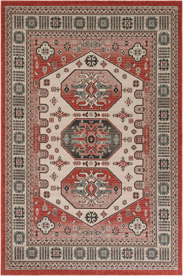 Multicolor 6' 1 x 9' Outdoor Traditional Rectangle Area Rug Weather Resistant for Patio, Deck, Terrace, Balcony, Porch Classical Design Outside Carpet for Sale at Rug Engine