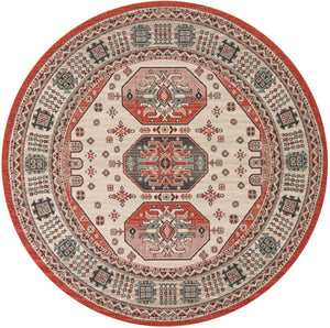 Multicolor 7' 10 x 7' 10 Outdoor Traditional Round Area Rug Weather Resistant for Patio, Deck, Terrace, Balcony, Porch Classical Design Outside Carpet for Sale at Rug Engine