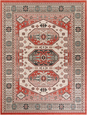Multicolor 9' x 12' Outdoor Traditional Rectangle Area Rug Weather Resistant for Patio, Deck, Terrace, Balcony, Porch Classical Design Outside Carpet for Sale at Rug Engine