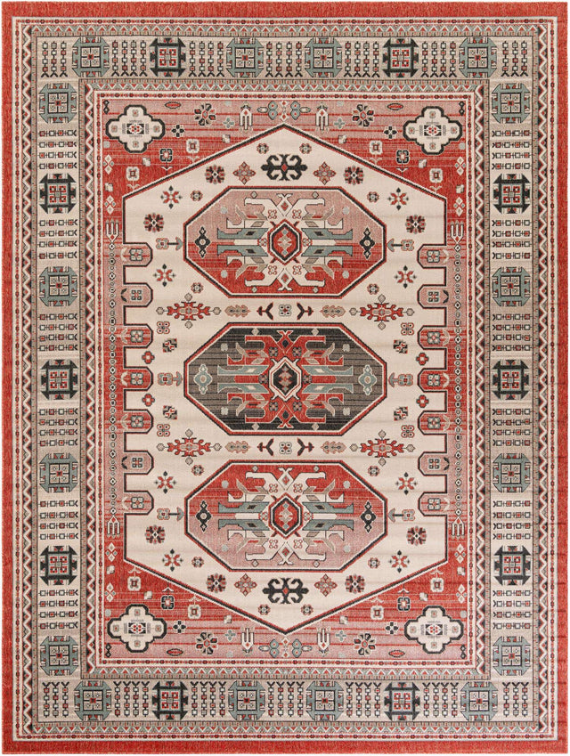 Multicolor 9' x 12' Outdoor Traditional Rectangle Area Rug Weather Resistant for Patio, Deck, Terrace, Balcony, Porch Classical Design Outside Carpet for Sale at Rug Engine