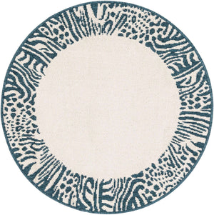 Ivory 3' 1 x 3' 1 Outdoor Safari Round Area Rug Weather Resistant for Patio, Deck, Terrace, Balcony, Porch Animal Print Wildlife Nature Carpet for Sale at Rug Engine
