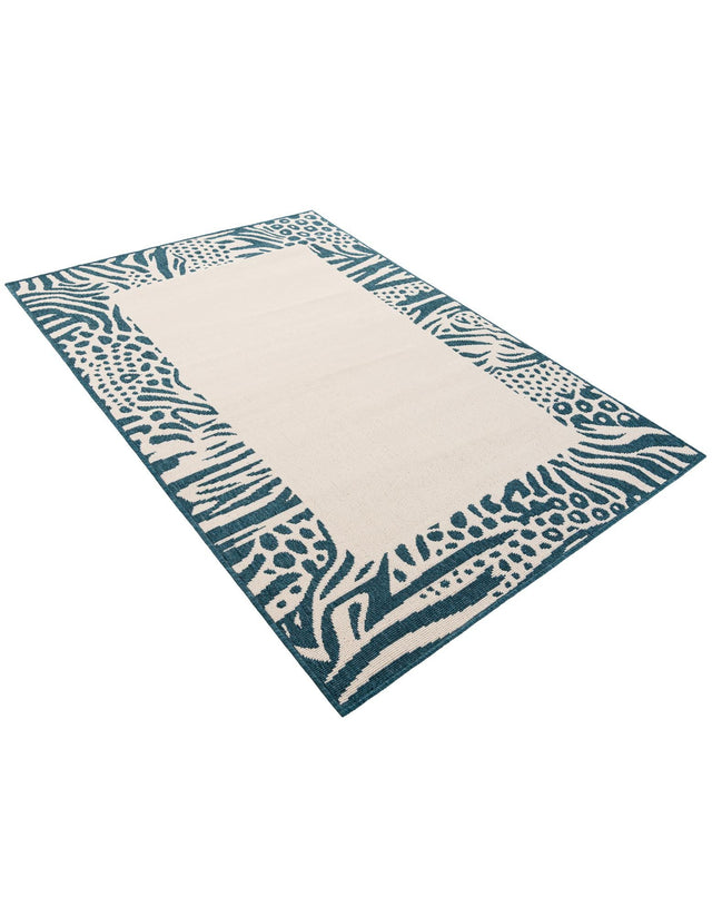 Ivory 4' 1 x 6' 1 Outdoor Safari Rectangle Area Rug Weather Resistant for Patio, Deck, Terrace, Balcony, Porch Animal Print Wildlife Nature Carpet for Sale at Rug Engine
