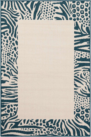 Ivory 4' 1 x 6' 1 Outdoor Safari Rectangle Area Rug Weather Resistant for Patio, Deck, Terrace, Balcony, Porch Animal Print Wildlife Nature Carpet for Sale at Rug Engine