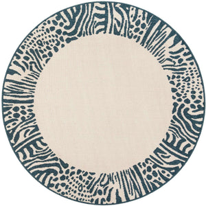 Ivory 5' 1 x 5' 1 Outdoor Safari Round Area Rug Weather Resistant for Patio, Deck, Terrace, Balcony, Porch Animal Print Wildlife Nature Carpet for Sale at Rug Engine