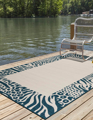 Ivory 10' x 14' 1 Outdoor Safari Rectangle Area Rug Weather Resistant for Patio, Deck, Terrace, Balcony, Porch Animal Print Wildlife Nature Carpet for Sale at Rug Engine