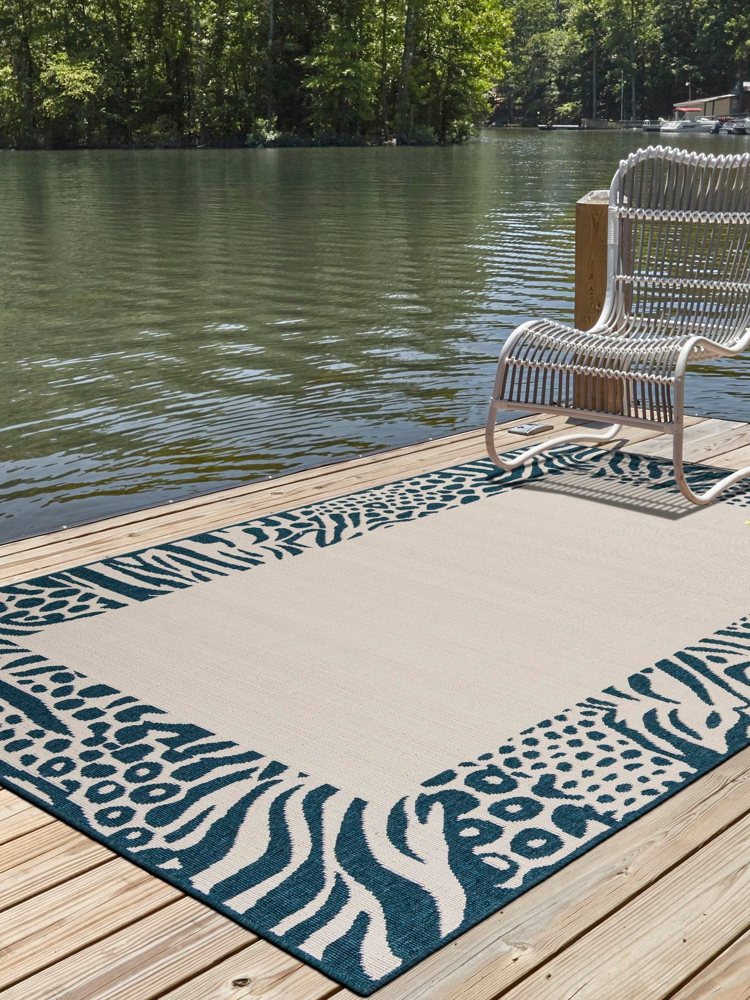Ivory 7' 10 x 10' Outdoor Safari Rectangle Area Rug Weather Resistant for Patio, Deck, Terrace, Balcony, Porch Animal Print Wildlife Nature Carpet for Sale at Rug Engine